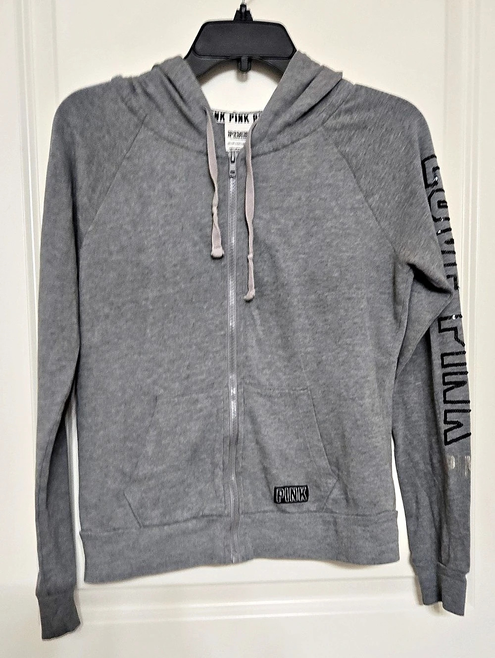 PINK Gray Zip-Up Hoodie Size XS
